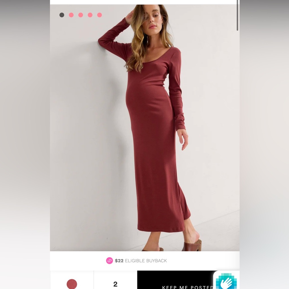 Hatch long sleeve rib dress cinnamon size 2 maternity